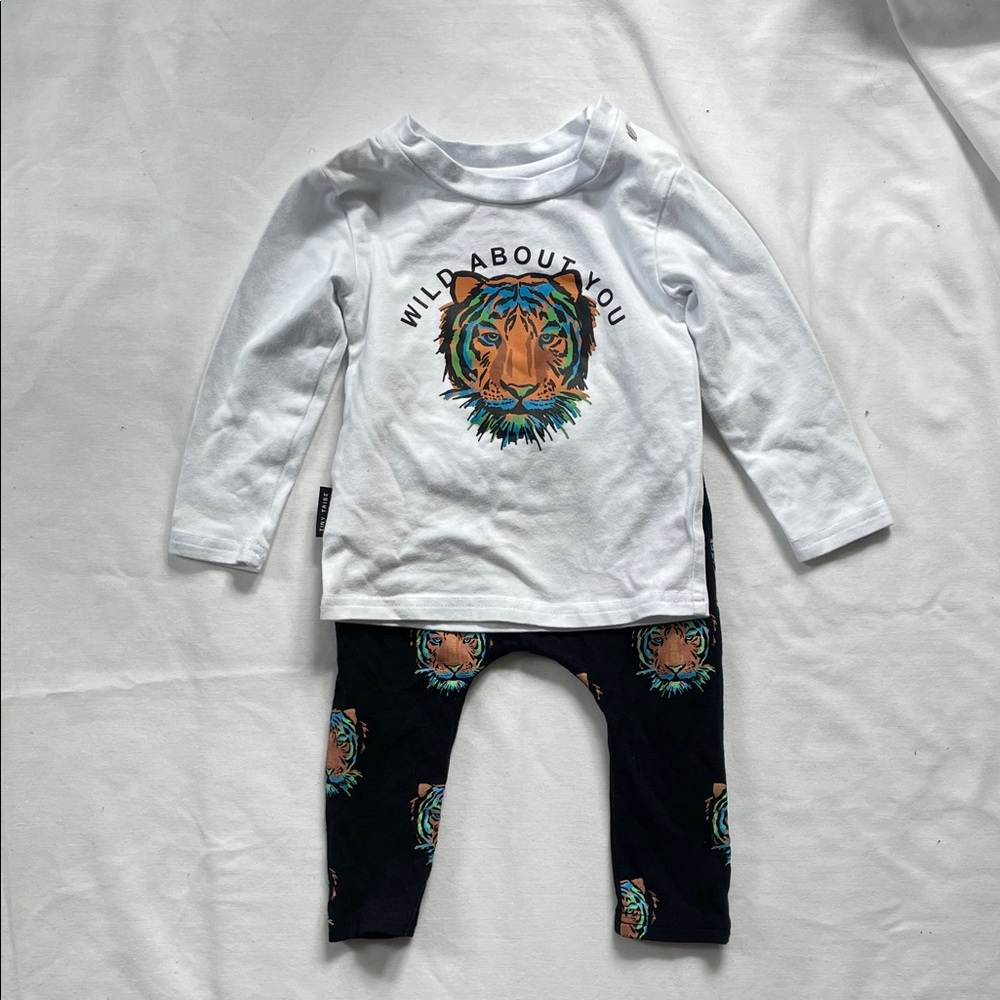 Tiny Tribe Wild About You Kids Matching Set - White and Black 3-6 Months